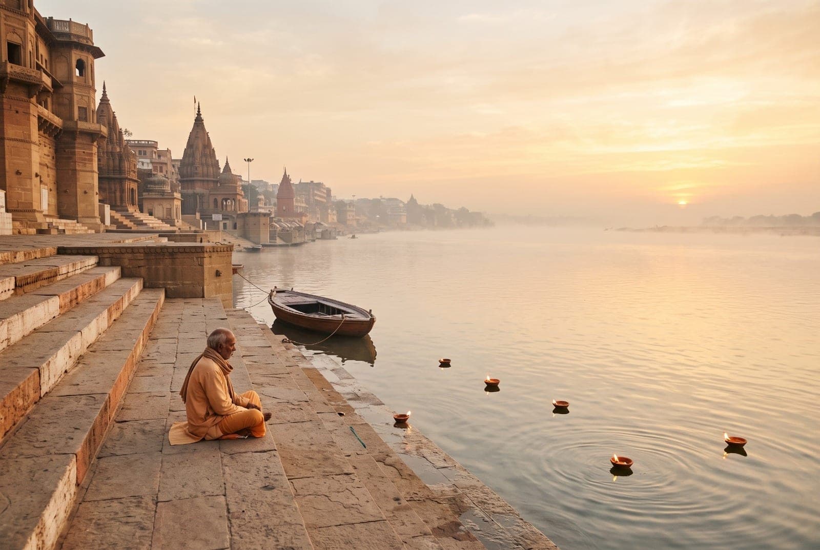 The eternal city of Kashi (Varanasi) at sunrise